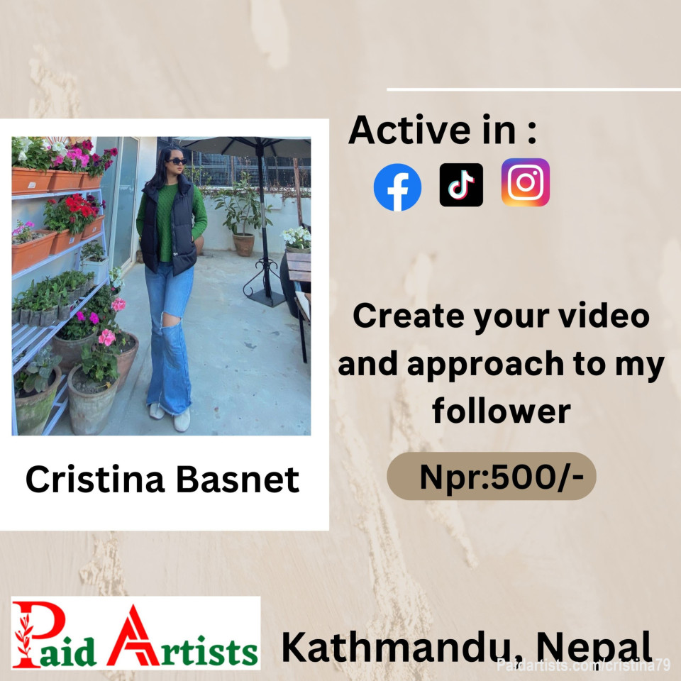 🎥 Elevate your brand with Cristina Basnet  ! 💫

Unlock post at paidartists.com/cristina79 with headline "purchase 5,00" and message me your content. Let me create captivating videos to promote your business and enhance your brand 📹🌟