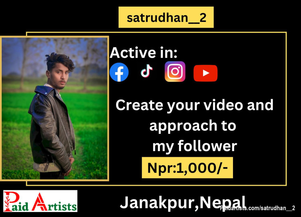 🎥 Video Creation Services by Satrudhan Das! 💫

Unlock post at paidartists.com/satrudhan__2  with headline "Purchase 1,000" and message me your content. Let's create captivating videos for your TikTok, Facebook, and YouTube profiles! 📹🌟