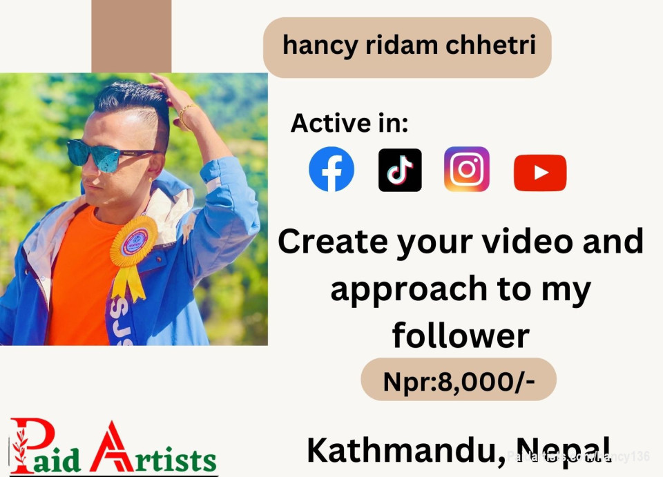🎥 Elevate your brand with hancy ridam chhetri  ! 💫

Unlock post at paidartists.com/hancy136 with headline "purchase 8,000" and message me your content. Let me create captivating videos to promote your business and enhance your brand 📹🌟