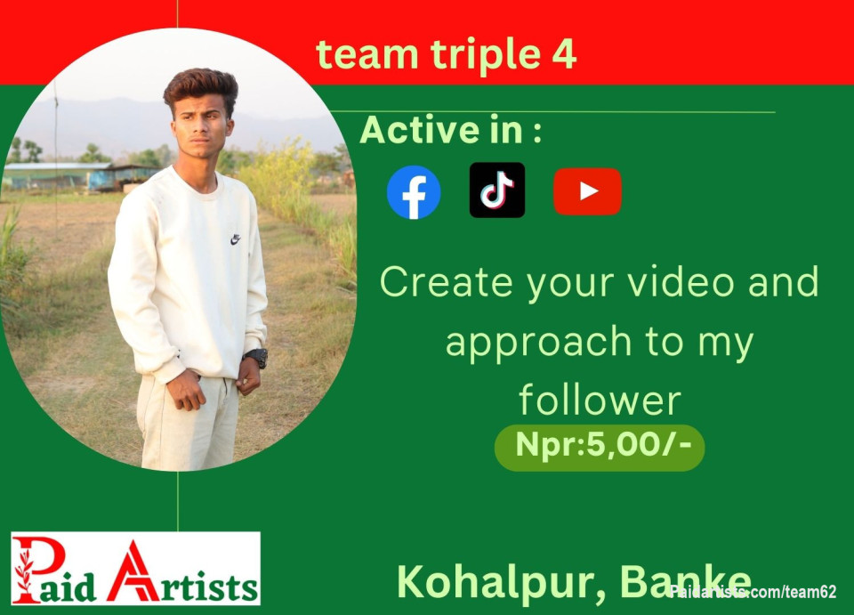 🎥 Video Creation Services by team triple 4  ! 💫

Unlock post at paidartists.com/team62 with headline "Purchase 500" and message me your content. Let's create captivating videos for your TikTok, Facebook, and YouTube profiles! 📹🌟