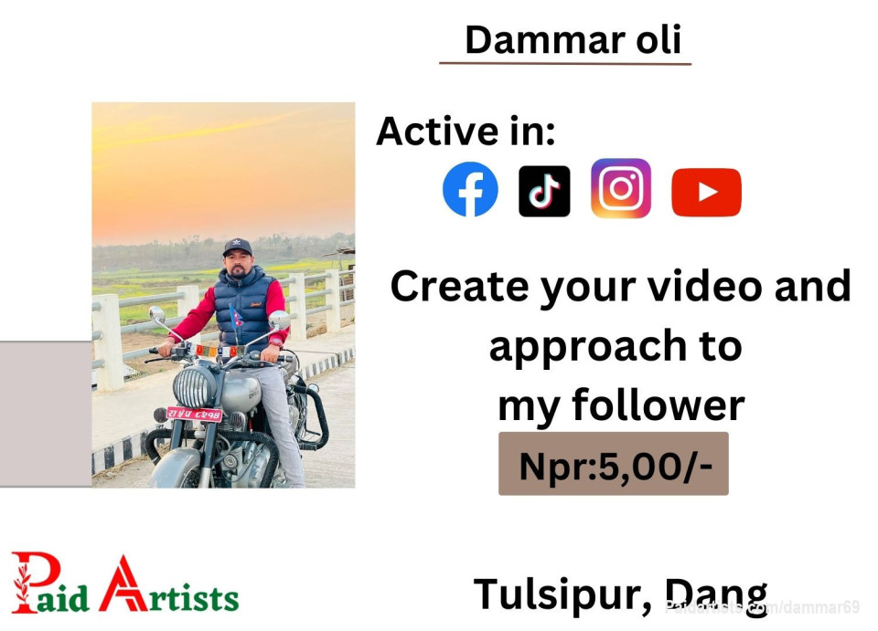 🎥 Video Creation Services by Dammar oli  ! 💫

Unlock post at paidartists.com/dammar69 with headline "Purchase 5,00" and message me your content. Let's create captivating videos for your TikTok, Facebook, and YouTube profiles! 📹🌟